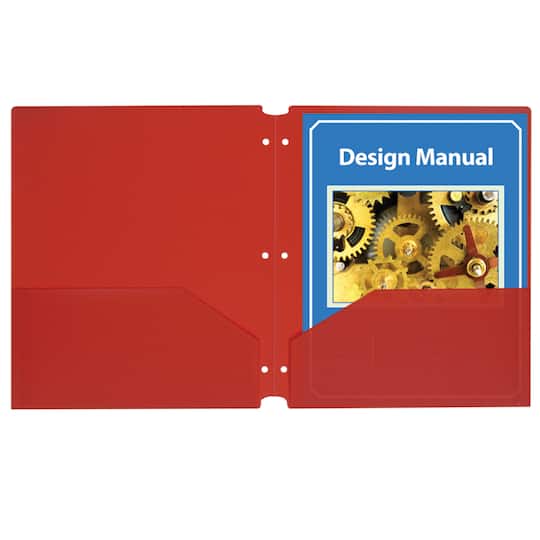 C-Line® Red 2-Pocket Poly Portfolios with 3-Hole Punch, 25ct.